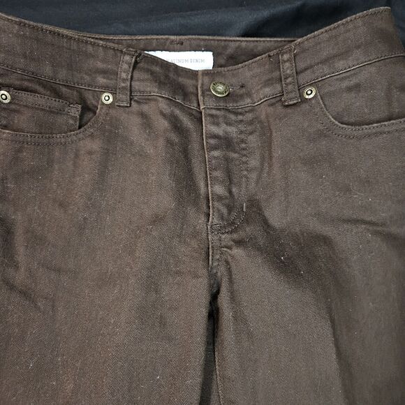 Chicos Womens Platinum Denim Pants Brown Size 00 Cotton Stretch Pockets Button - Picture 9 of 12